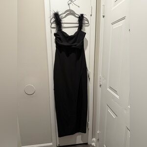 Lulu's Black Dress with Feather Straps